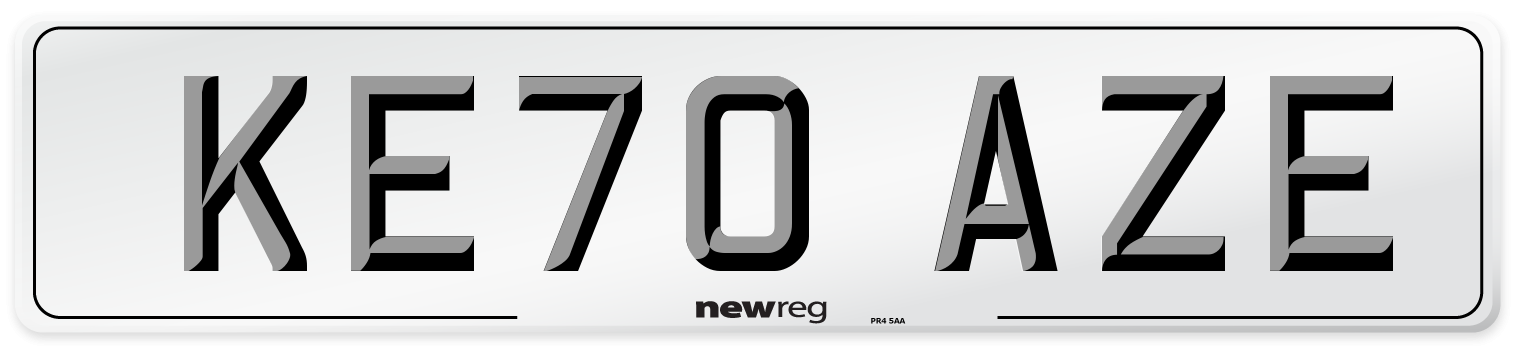 KE70 AZE Number Plate from New Reg